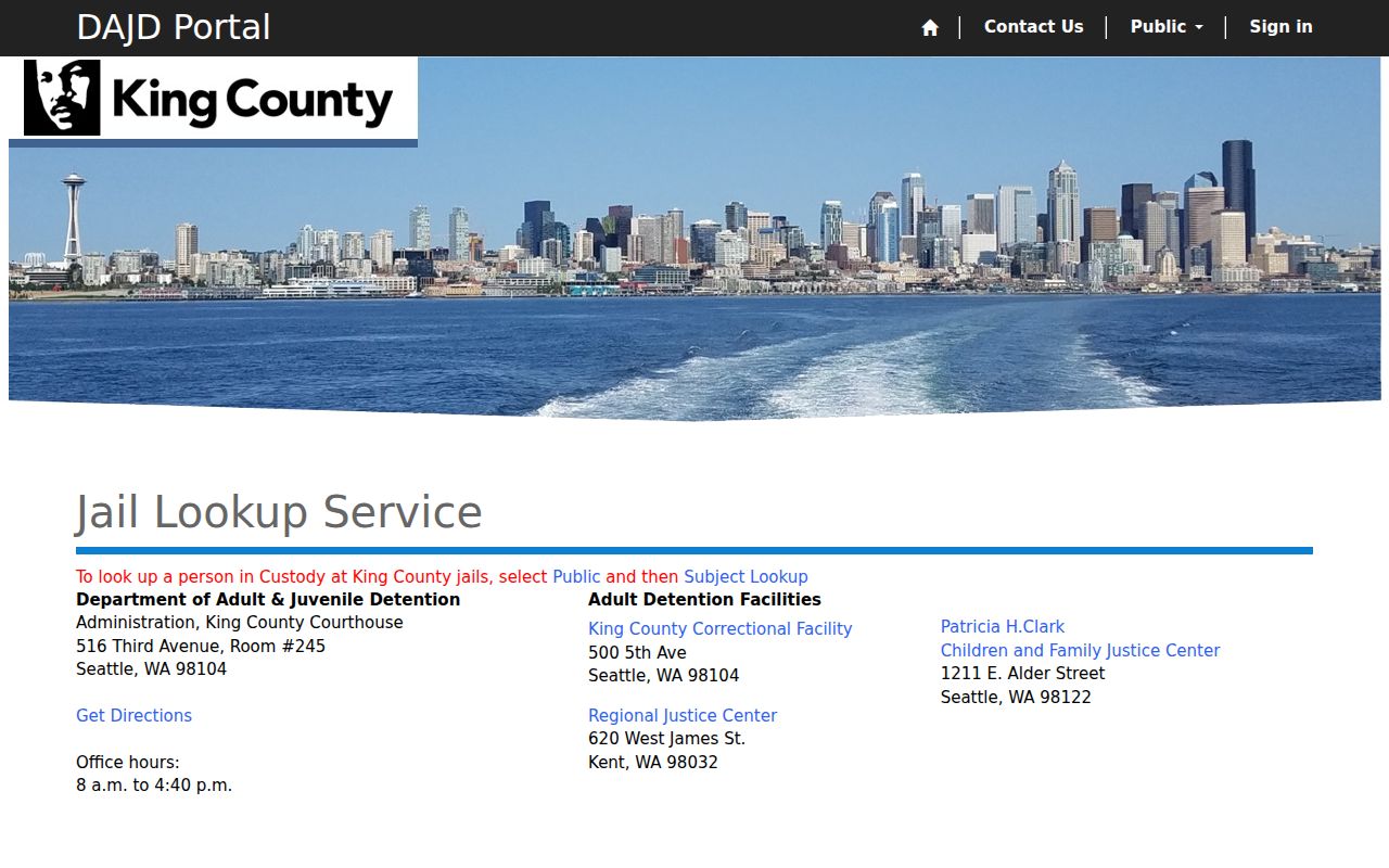 King County jail subject lookup for current Maple Valley custody searches